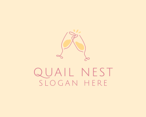 Champagne Glass Toast logo design