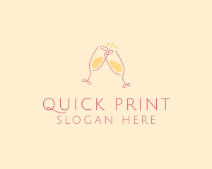 Champagne Glass Toast logo design