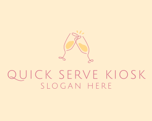 Champagne Glass Toast logo design