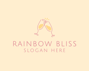 Champagne Glass Toast logo design