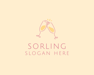 Champagne Glass Toast logo design