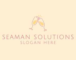 Champagne Glass Toast logo design