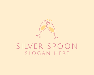 Champagne Glass Toast logo design