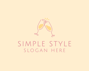 Minimal - Champagne Glass Toast logo design