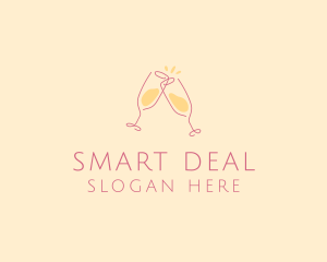 Champagne Glass Toast logo design