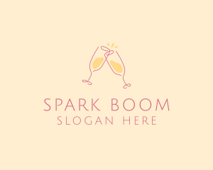 Champagne Glass Toast logo design