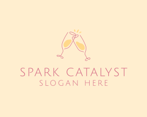 Champagne Glass Toast logo design