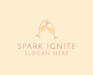 Champagne Glass Toast logo design