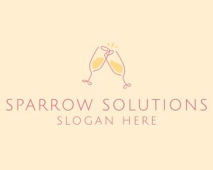 Champagne Glass Toast logo design