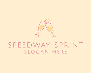 Champagne Glass Toast logo design