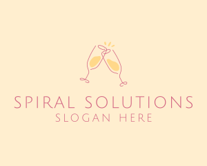 Champagne Glass Toast logo design