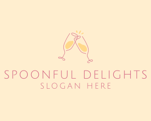 Champagne Glass Toast logo design