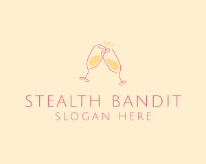 Champagne Glass Toast logo design