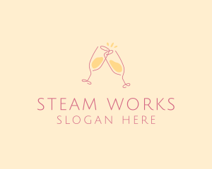 Champagne Glass Toast logo design