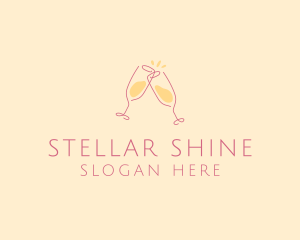 Champagne Glass Toast logo design