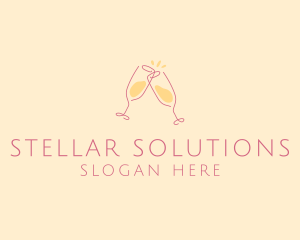 Champagne Glass Toast logo design