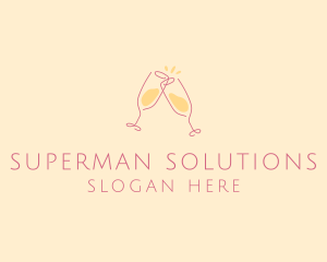 Champagne Glass Toast logo design