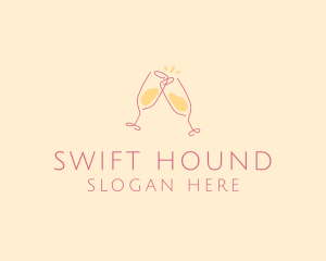 Champagne Glass Toast logo design