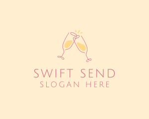 Champagne Glass Toast logo design