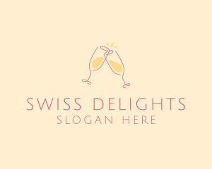 Champagne Glass Toast logo design