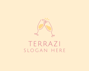 Champagne Glass Toast logo design