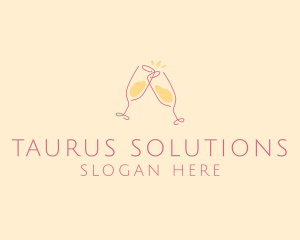 Champagne Glass Toast logo design