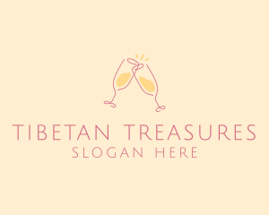 Champagne Glass Toast logo design