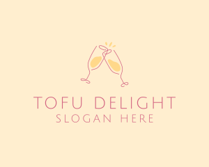 Champagne Glass Toast logo design