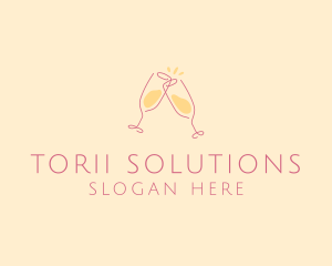 Champagne Glass Toast logo design