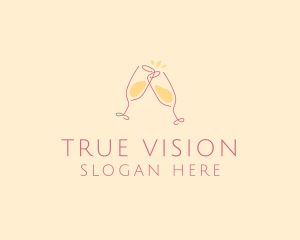 Champagne Glass Toast logo design