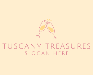 Champagne Glass Toast logo design