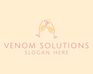 Champagne Glass Toast logo design