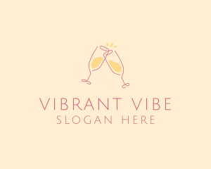 Champagne Glass Toast logo design