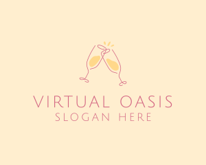 Champagne Glass Toast logo design