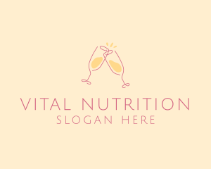 Champagne Glass Toast logo design