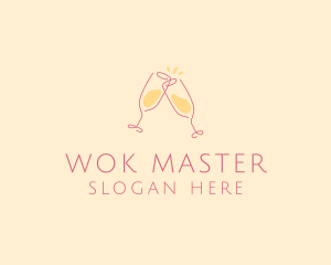 Champagne Glass Toast logo design