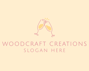 Champagne Glass Toast logo design