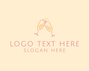 Simplistic - Champagne Glass Toast logo design