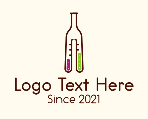 Wine Bar - Flask Cocktail Bottle logo design