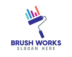 Brush - Paint Roller Brush Statistics logo design