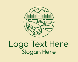 Trailer Camping - Hippie Van Camp logo design