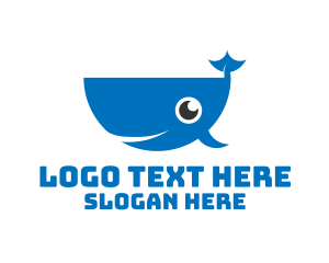 Whale - Blue Cute Whale logo design