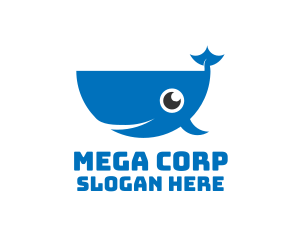 Large - Blue Cute Whale logo design