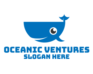 Blue Cute Whale logo design