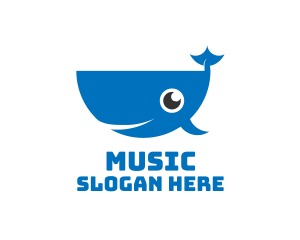 Ocean Fish - Blue Cute Whale logo design