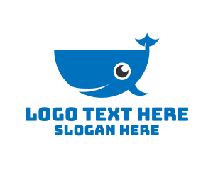 Blue Cute Whale Logo