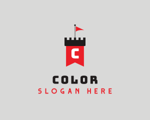 Medieval - Flag Castle Banner logo design