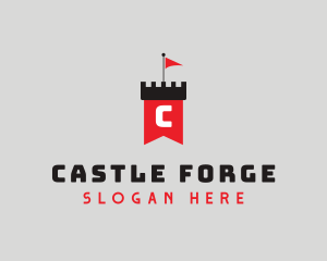 Flag Castle Banner logo design