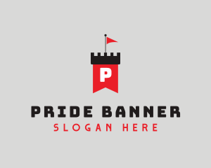 Flag Castle Banner logo design