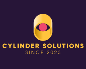 Cylinder - 3D Cylindrical Eye logo design